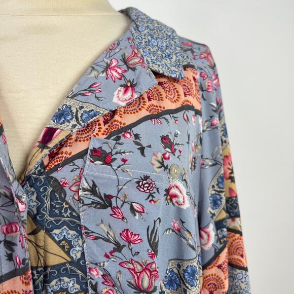 Christian Siriano Women's Top New York Button Up Patchwork Shirt Artsy Size L - Picture 5 of 16